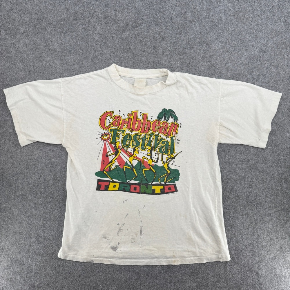 Vintage 90s Toronto Caribbean Festival Colorful Single Stitch Shirt Adult Large